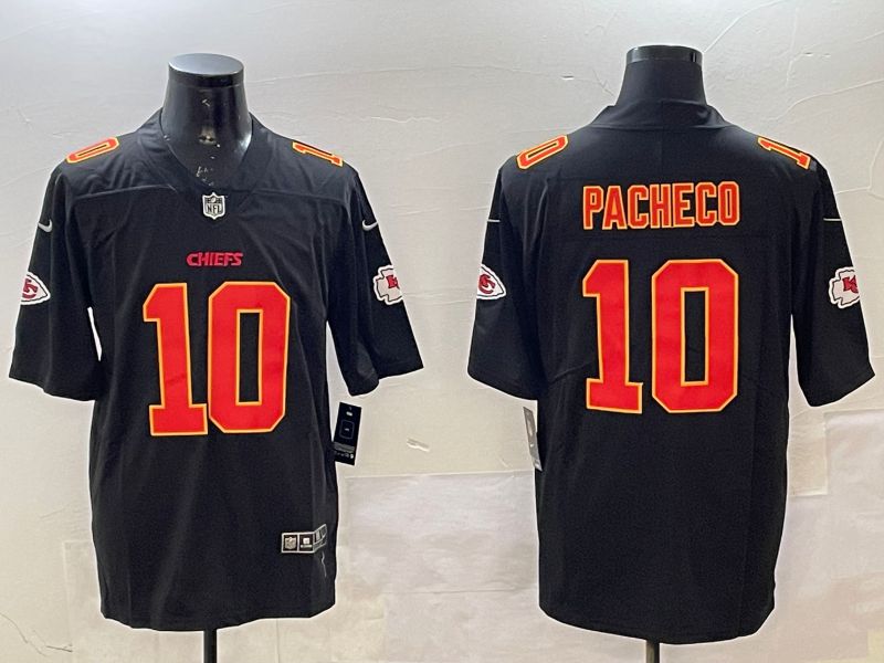 Men Kansas City Chiefs #10 Pacheco Black 2025 Nike Vapor Limited NFL Jersey style 209